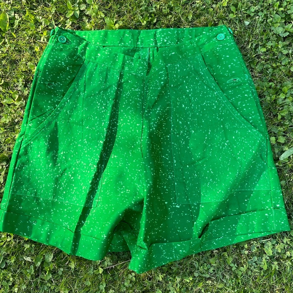 Fahari Bazaar Jojo Shorts green cotton batik high waisted